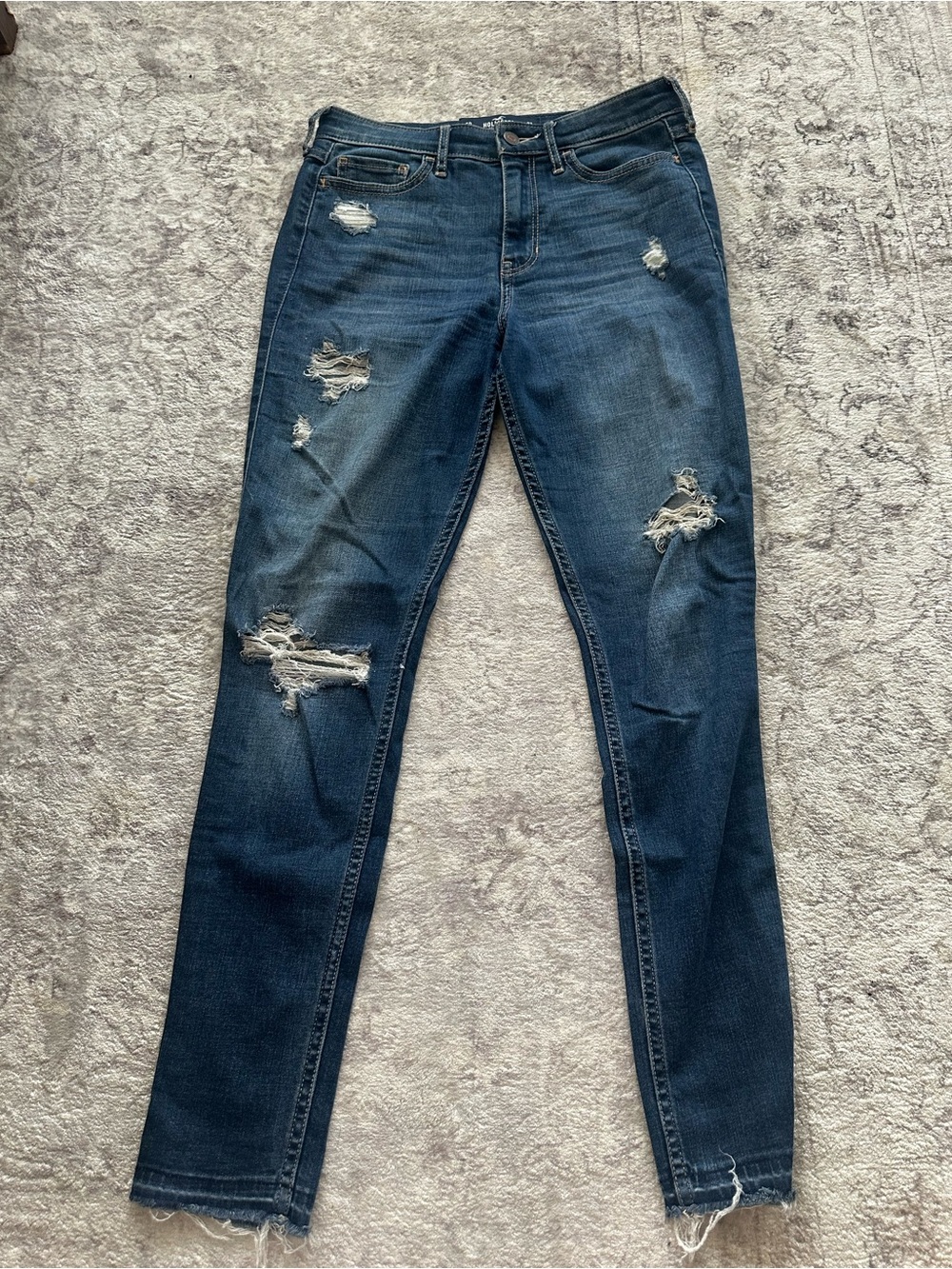Hollister Distressed Dark Blue Super Skinny Jeans